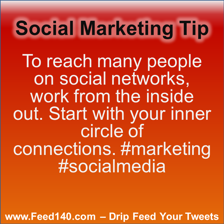 To reach many people on social networks, work from the inside out. Start with your inner circle of connections. #marketing #socialmedia